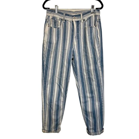 🔴 American Eagle blue and white striped mom jeans size size 6 - Picture 3 of 16